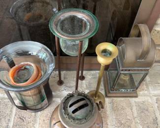 Lot 41 | Lantern Lamp Candleholders Brass Cast Iron