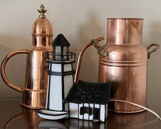 Lot 86 | Stained Glass Lighthouse Lamp & Teapots