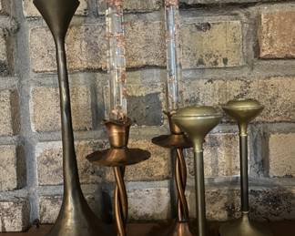 Lot 37 | Lucite Candles Brass & Copper Candlesticks