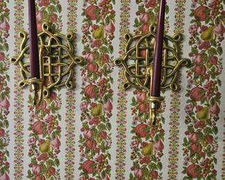 Pair of brass candle holders