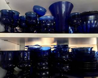 Cobalt blue dishes and glassware