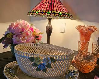 Tiffany style lamp in background,  not for sale.  Family is keeping 