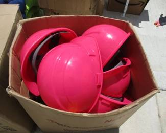 Box of Pink Safety Helmets