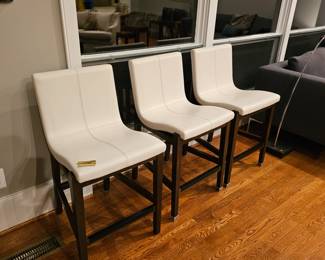 Holly Hunt leather barstools