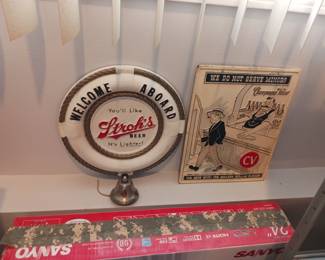 Stroh's and beer welcome aboard sign