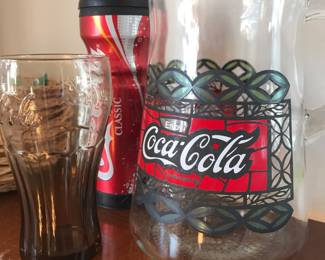 1970’s Coca-Cola Glass Stained Glass Style Pitcher
