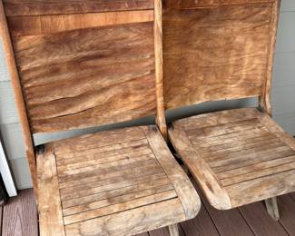 Wood Slat Double Folding Chair