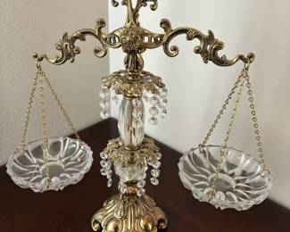 Circa 1960’s Brass Scales of Justice with Crystal Accents
