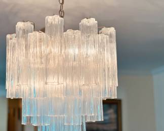 Murano glass chandelier crafted in Italy during the 1960s by renowned designer Toni Zuccheri for Venini & Co.