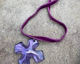 Baccarat Crystal Pendant on Velvet Chain