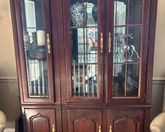 2 piece lighted display cabinet 