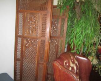 Teak carved  paneled screen