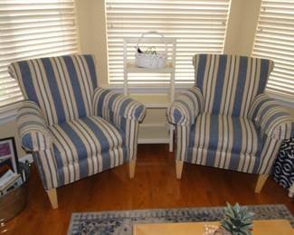 Pair of Striped Thomasville side Chairs 