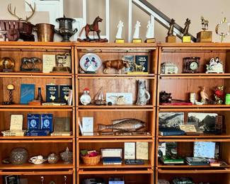 lawyers bookcases full of collectibles