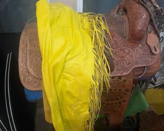 Yellow leather chaps vintage
