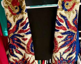 beaded evening jackets, dresses and other evening wear