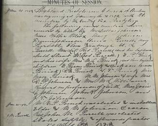 note from the Presbyterian church from the 1800's