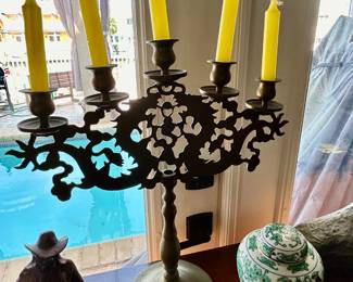 Ornate brass candleabra