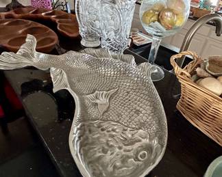 large pewter fish tray