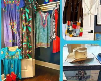 Ladies clothing, hats and boots