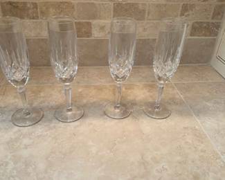 4 Gorham Crystal Lady Anne Cut Fluted Champagne Glasses 858 tall