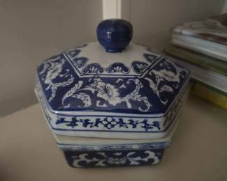 Blue White Lidded Dish  Pickers Sale