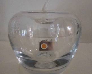 Blenko Clear Blown Glass Apple