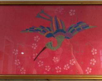 Bird Asian Embroidered Art