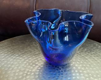 Cobalt Handkerchief Art Glass Vase
