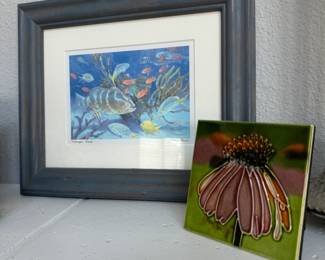 Sealife Art and Echinecea Tile