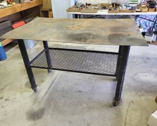 Metal Work Table on Wheels 3' x 4'10",  3' tall