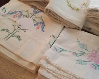 Stacks of vintage pillowcases 