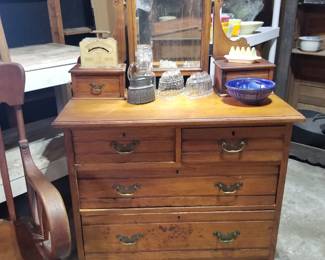 GARAGE, dresser, possibly chestnut. 