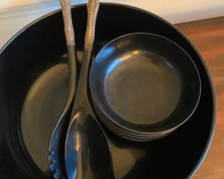 Sterling Silver Handled Serving Utensils + Silver Footed Bowl