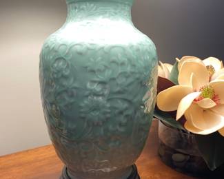 Gorgeous Celadon Blue Vase Lamp