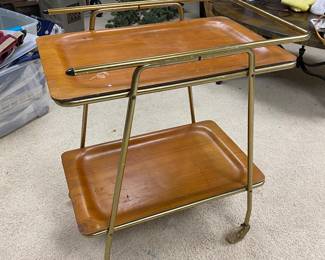Vintage Wood + Brass Cosco Cart