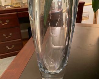 Signed Art Glass Stag Vase - THICK!