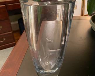 Signed Art Glass Stag Vase - THICK!