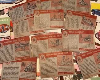 Vintage World on Wheels car collector cards