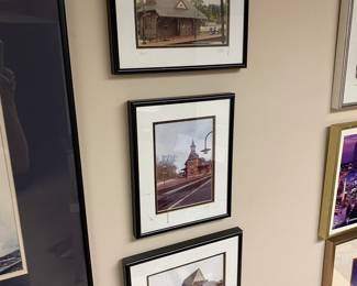 Framed Signed Train Depot Photographs