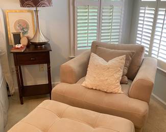 Upholstered Chair + Ottoman