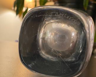 Signed Art Glass Stag Vase - THICK!