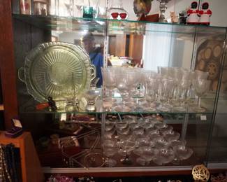 depression glass, stemware