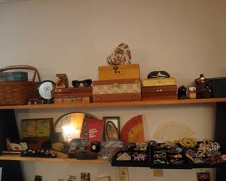 small cedar chests, jewelry, Longaberger basket