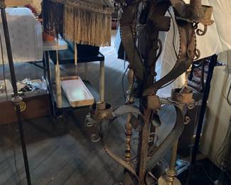 ornate iron lamp (Converted from a candle holder)