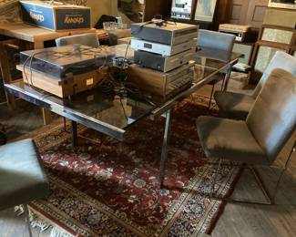 1960-70's glass and chrome table with 6 chairs from Thayer-Coggin