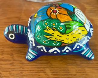 Mexican Talavera Trinket Box Turtle 