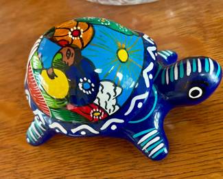 Mexican Talavera Trinket Box Turtle 