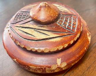 Hand-Carved Circular Trinket Box