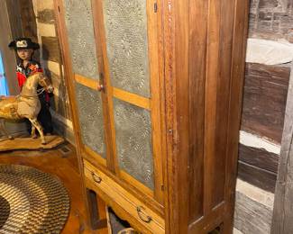 Antique Punch Tin Pie Safe